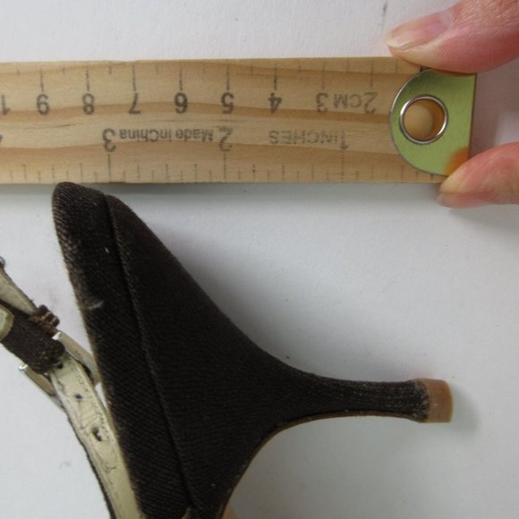 Prada Heels 7.5 Canvas Pumps Buckle Straps Logo EUR 38 1/2 Italy - Picture 11 of 12